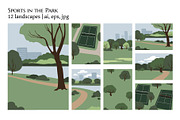 Urban park landscape illustration, a Sport Illustration by LyubovZaytseva (Thumbnail 1 of 6)