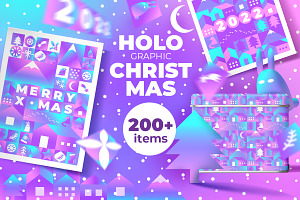 Holographic Christmas Geometric Set