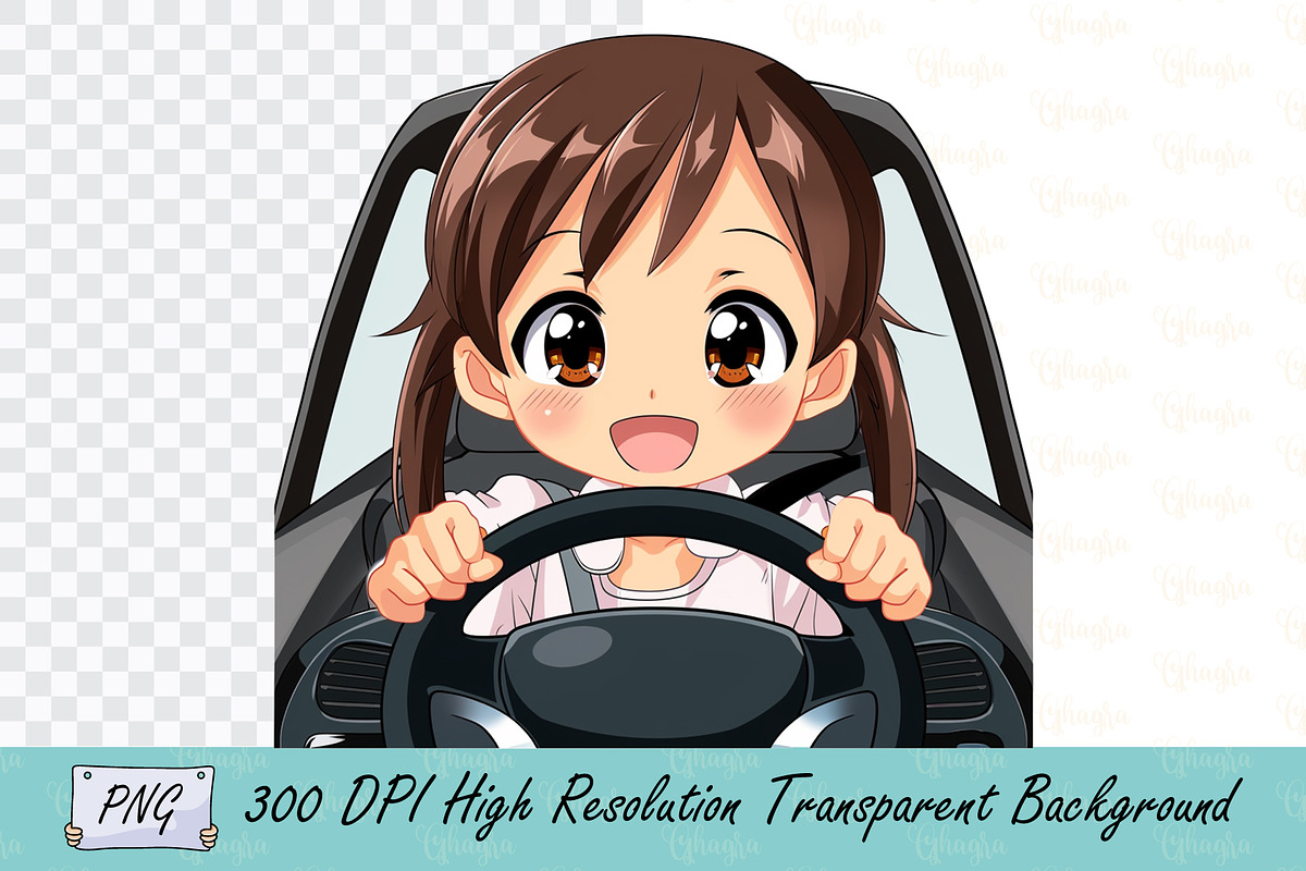 Anime Girl Behind the Steering Wheel, a Person Illustration by Ghagra (Photo 1 of 3)