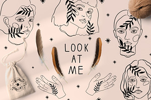 Collection human face and hands.