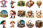 Safari Watercolor Clipart, an Illustration by Designking (Thumbnail 2 of 5)