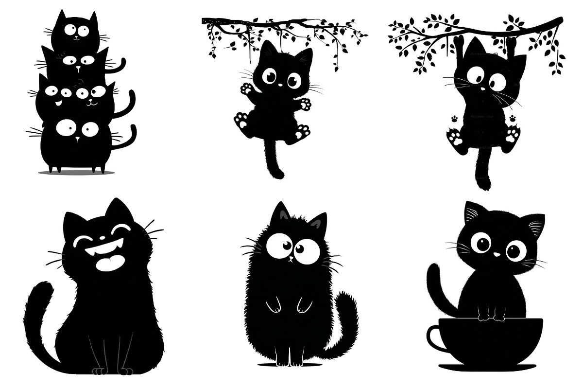Funny Quirky Cat Clipart, an Illustration by CreationArt (Photo 4 of 5)