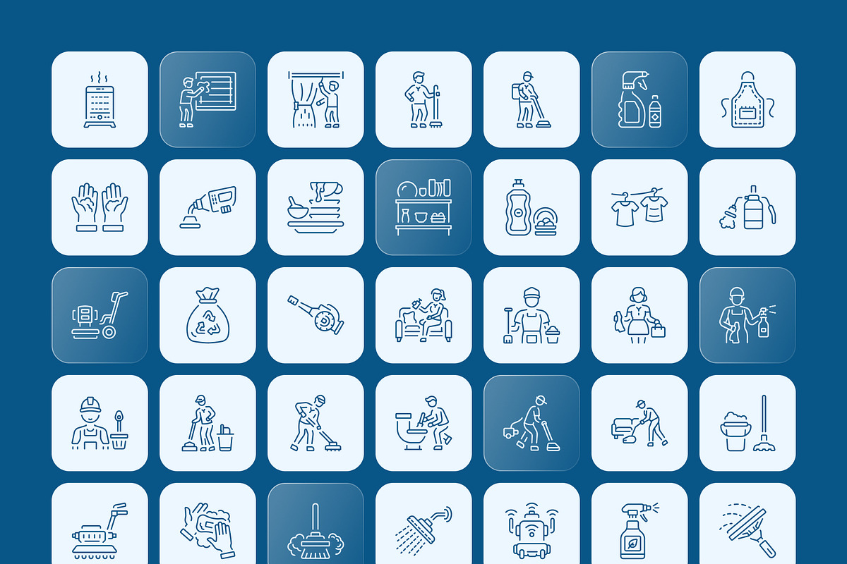 Cleaning Icon Art Set, an Outline Icon by Prosymbols (Photo 7 of 7)