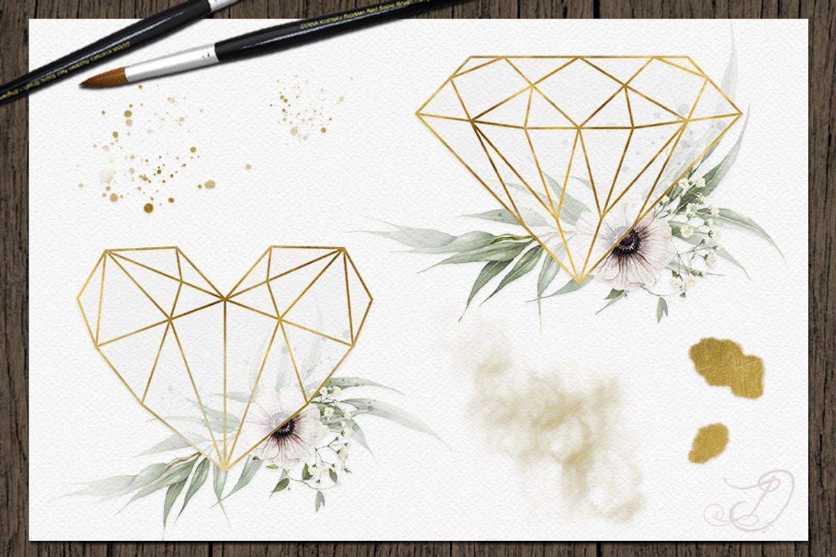 Eucalyptus Anemone Gold Frames, a Decorative Illustration by DioFlow (Photo 3 of 5)