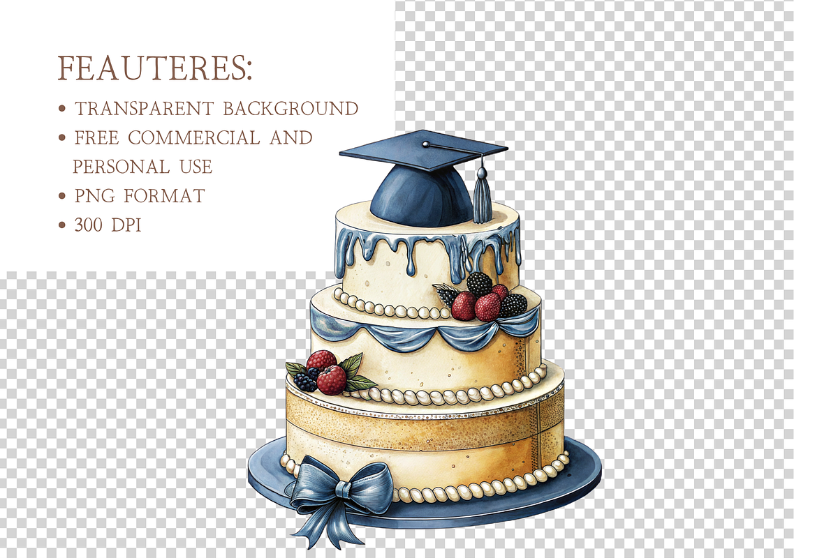 Watercolor Graduation Clipart Bundle, an Illustration by MockupWizard (Photo 4 of 5)