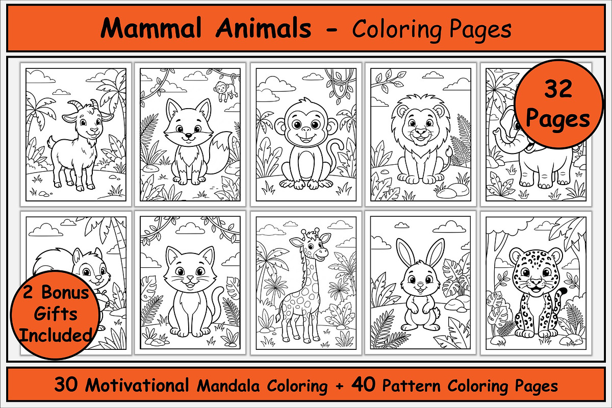 Mammal Animals Coloring Pages, an Animal Illustration by Lamia Emad (Photo 1 of 5)