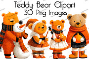Watercolor Teddy Bear Clipart, an Illustration by DreamArtGraphic (Thumbnail 1 of 5)