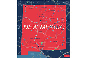 New Mexico State Detailed Editable