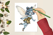 Cute pin up blue fairy, an Illustration by RobertsArt (Thumbnail 4 of 7)
