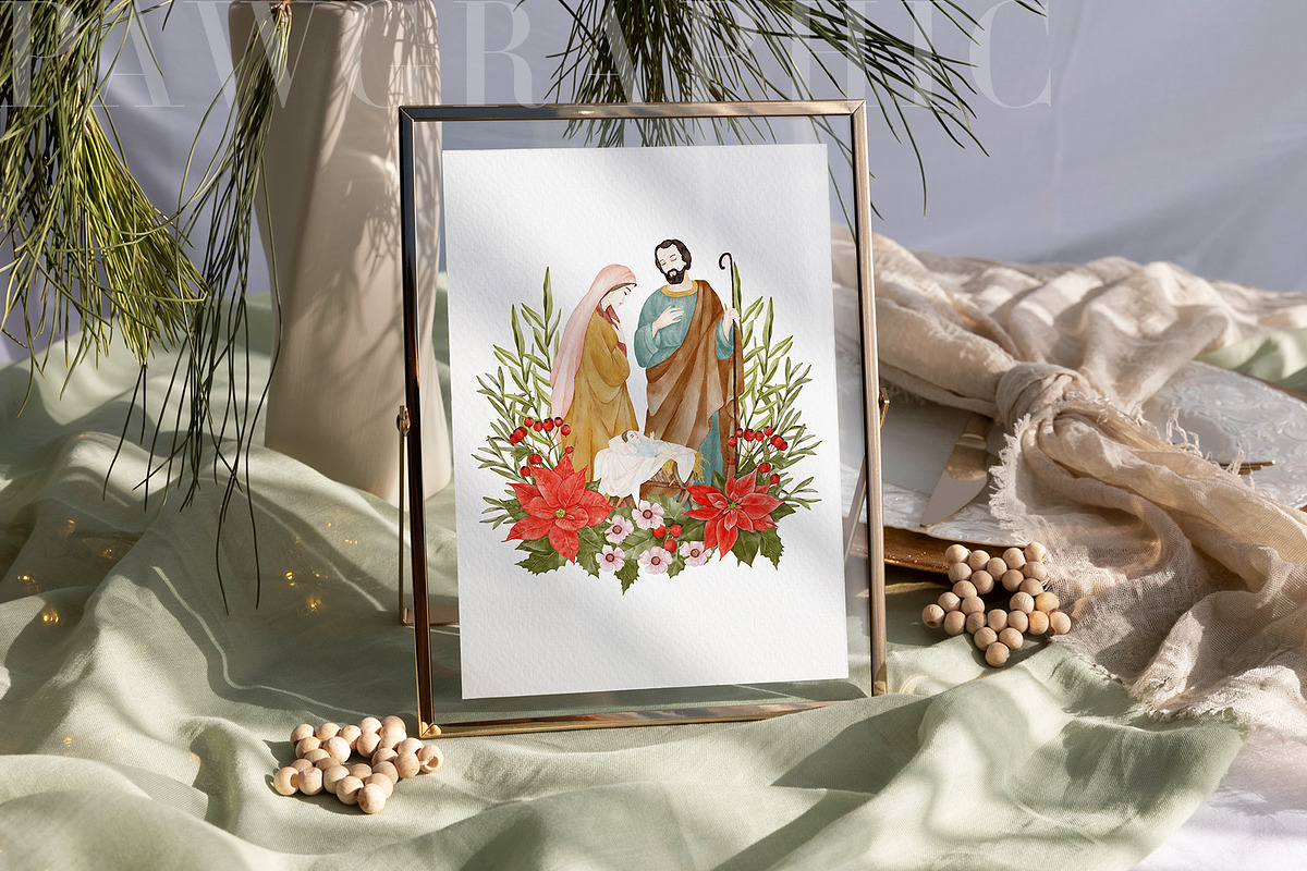 Christmas Holy Night Nativity Scene, a Seasonal Illustration by PawGraphic (Photo 6 of 10)