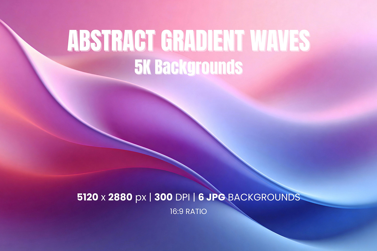 Abstract Gradient Waves 5K Wallpaper, a Wallpaper Graphic by Pulsecolor (Photo 1 of 4)