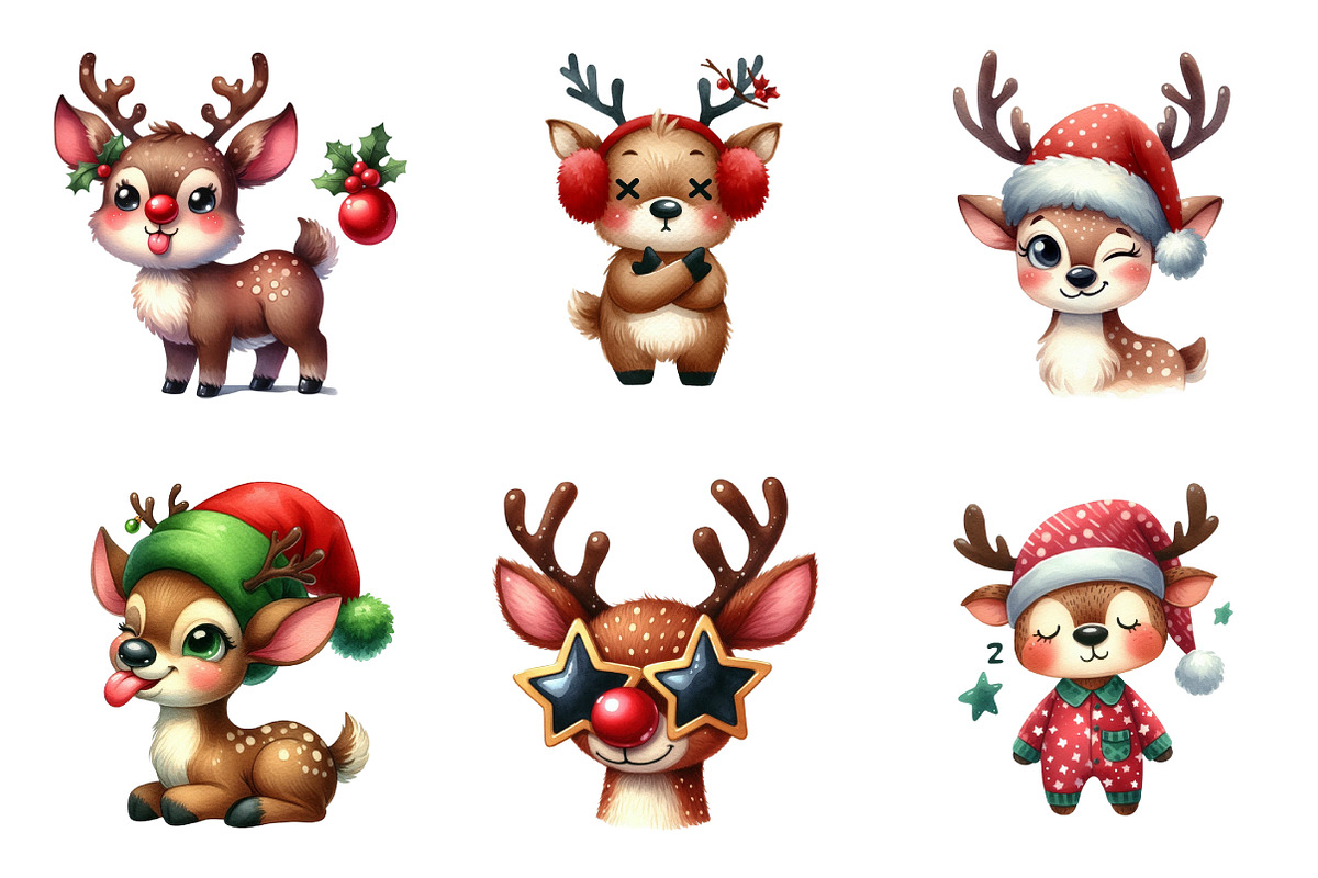 Reindeer Merry Christmas Clipart PNG, an Illustration by SinaCreation (Photo 3 of 7)