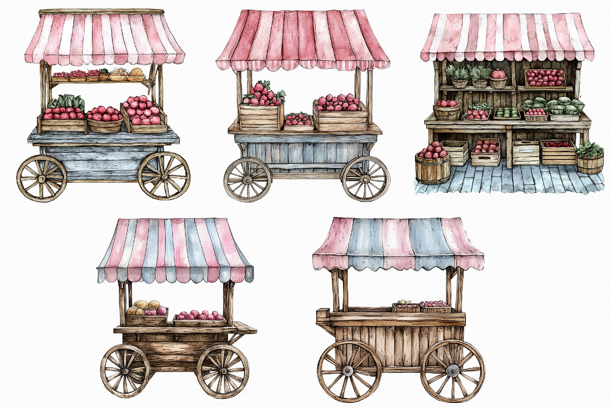 Watercolor Farm Market Clipart, an Illustration by Libby Wishes (Photo 4 of 4)