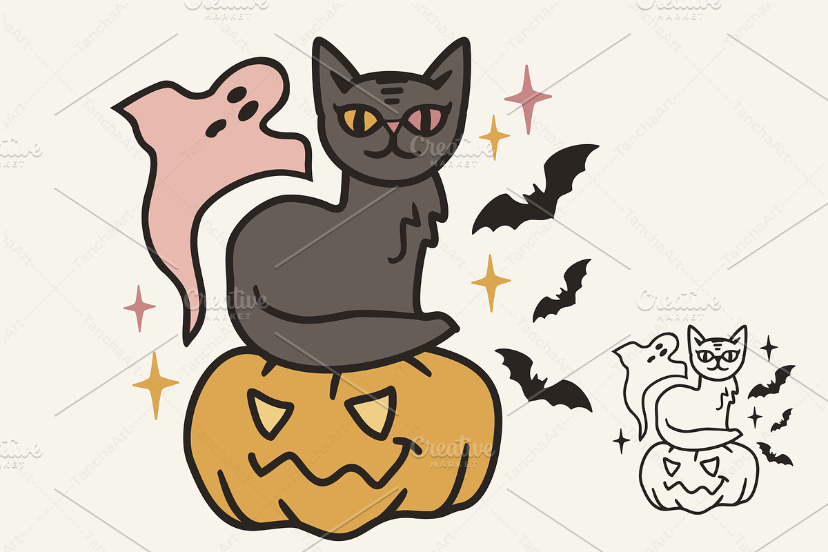 Ghost Halloween SVG Black Cat Ghost, an Object Graphic by TanchaArt (Photo 1 of 7)