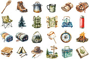 Watercolor Camping Clipart - Travel, an Illustration by Sublimation Artist (Thumbnail 2 of 6)