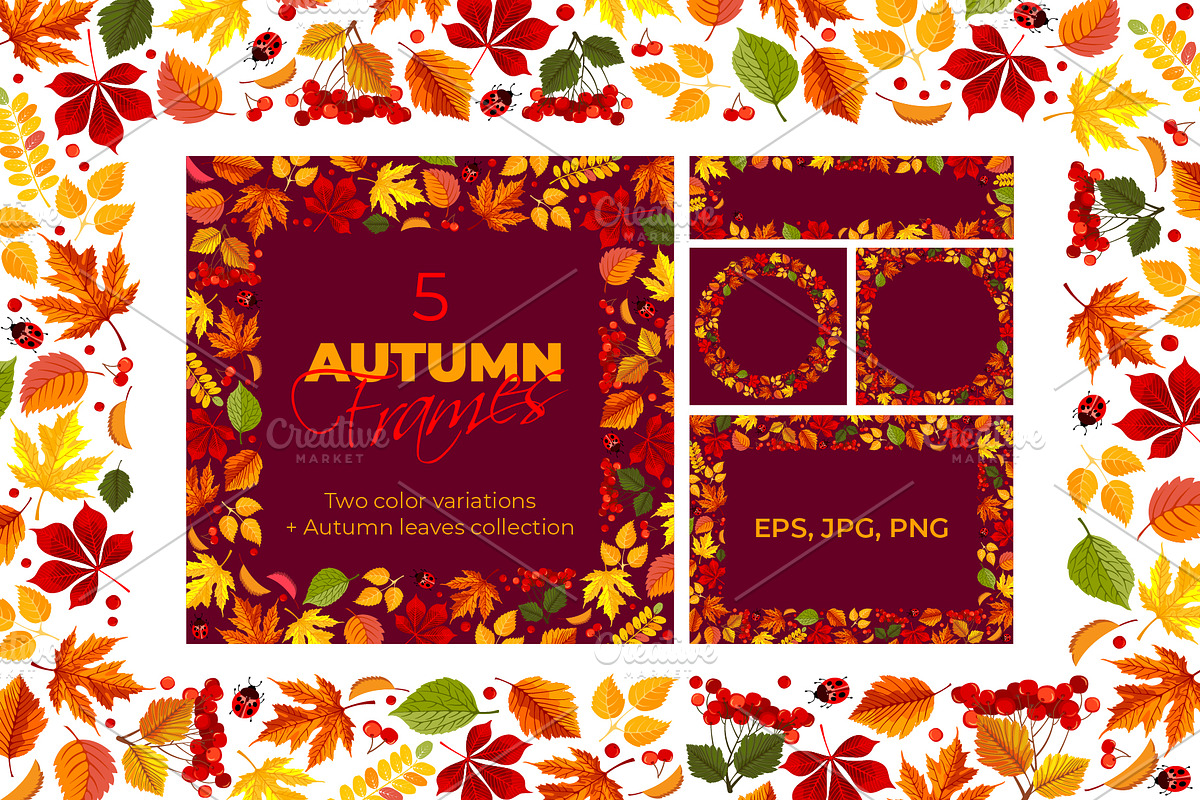 Autumn Frames And Leaves Collection, a Decorative Illustration by Vector beauty (Photo 1 of 6)