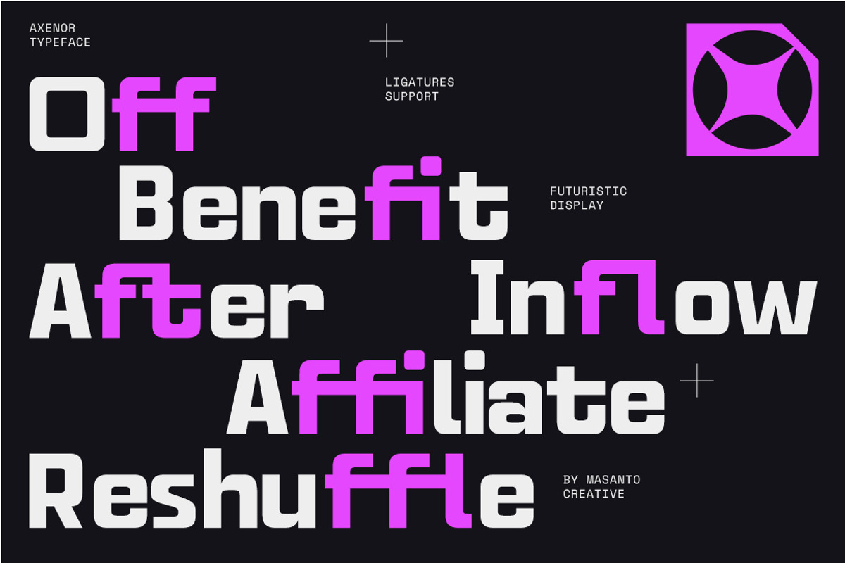 Axenor – Futuristic Cyberpunk Displa, a Sans Serif Font by kangfont Studio (Photo 2 of 11)