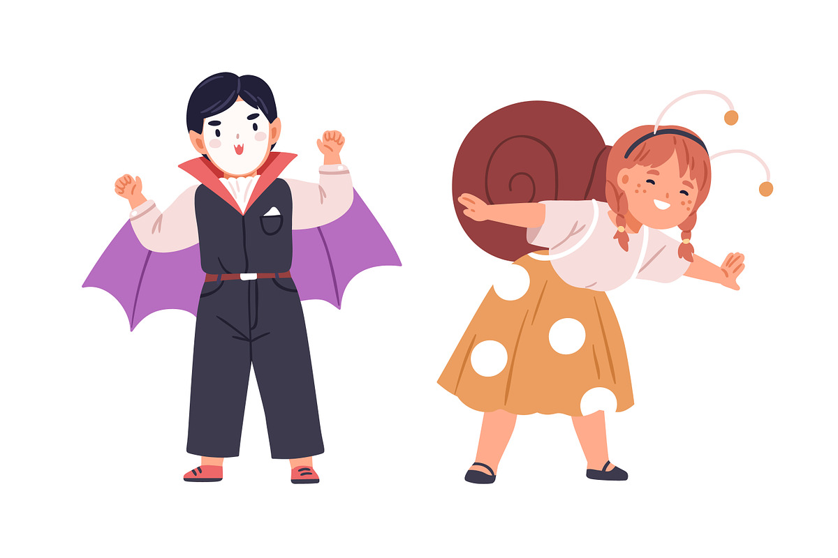 Halloween kids in party costumes set, a Person Illustration by Good Studio (Photo 8 of 8)
