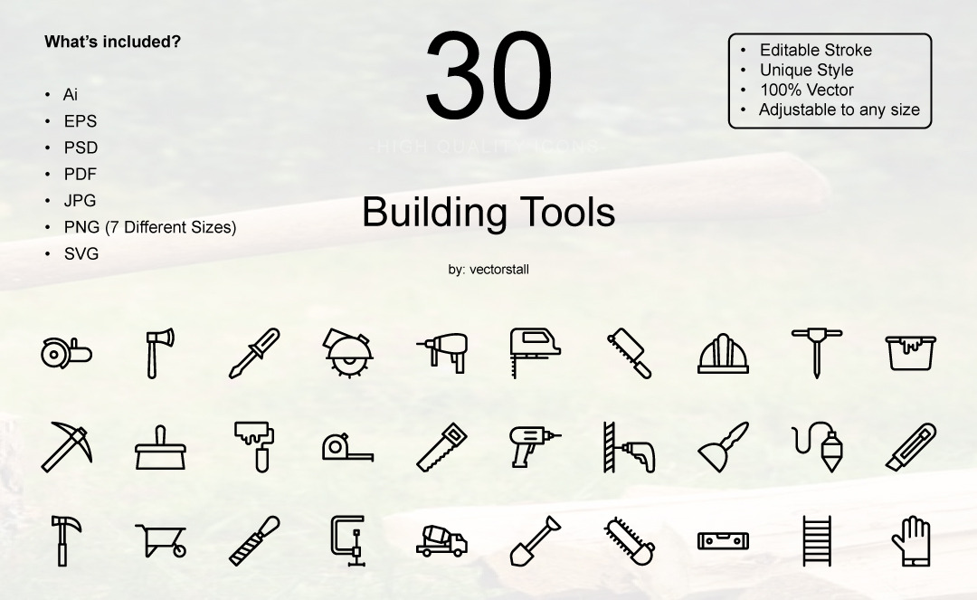 Building Tools, an Icon by Vector Stall
