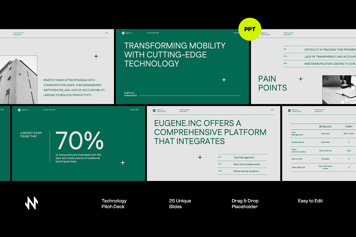 Green Tech Pitch Deck PowerPoint, a Presentation Template by Neermana (Photo 1 of 4)