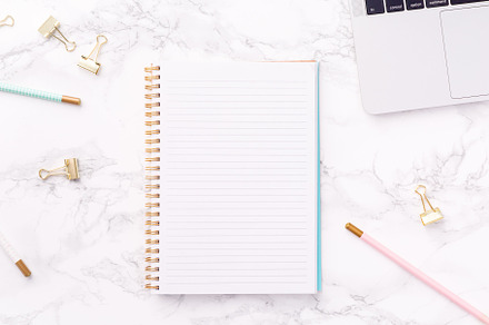Feminine desk with notebook, a Background Photo by Kate Molchanova