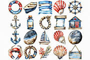 Watercolor sea set Clipart, an Illustration by Libby Wishes (Thumbnail 2 of 7)