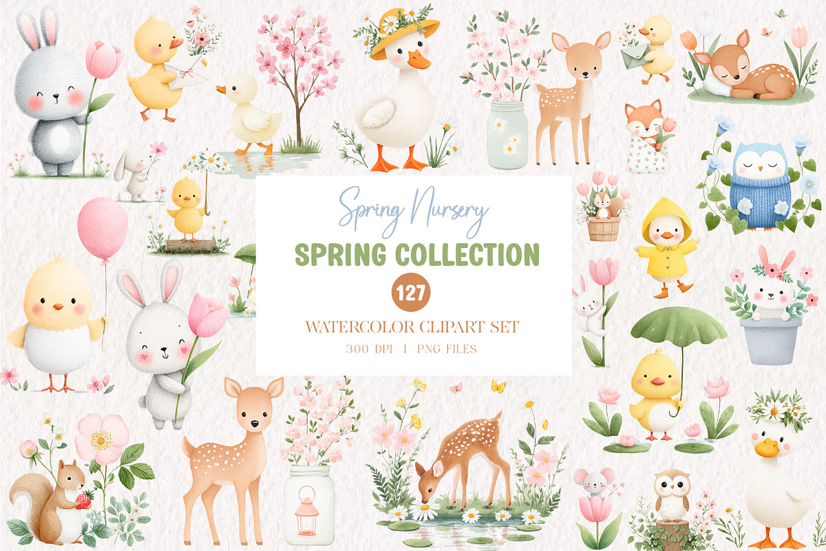 Watercolor Spring Nursery Clipart, an Illustration by CreationArt (Photo 1 of 7)