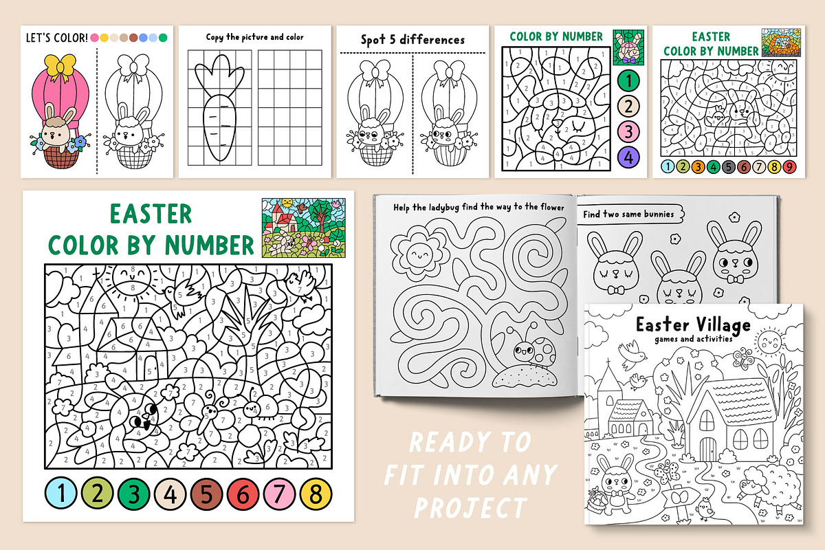 Easter village coloring games, an Education Illustration by Lexi Claus (Photo 12 of 16)