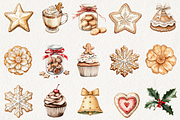 Christmas Gingerbread Clipart, an Illustration by NadiaTheronArt (Thumbnail 2 of 5)