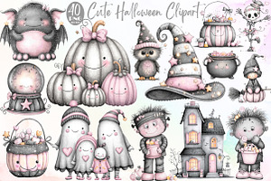 Cute Halloween Clipart, an Illustration by Sublimation Artist