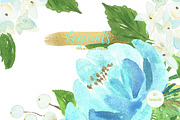 Gold and blue. Watercolor flowers., an Illustration by LABFcreations (Thumbnail 5 of 6)