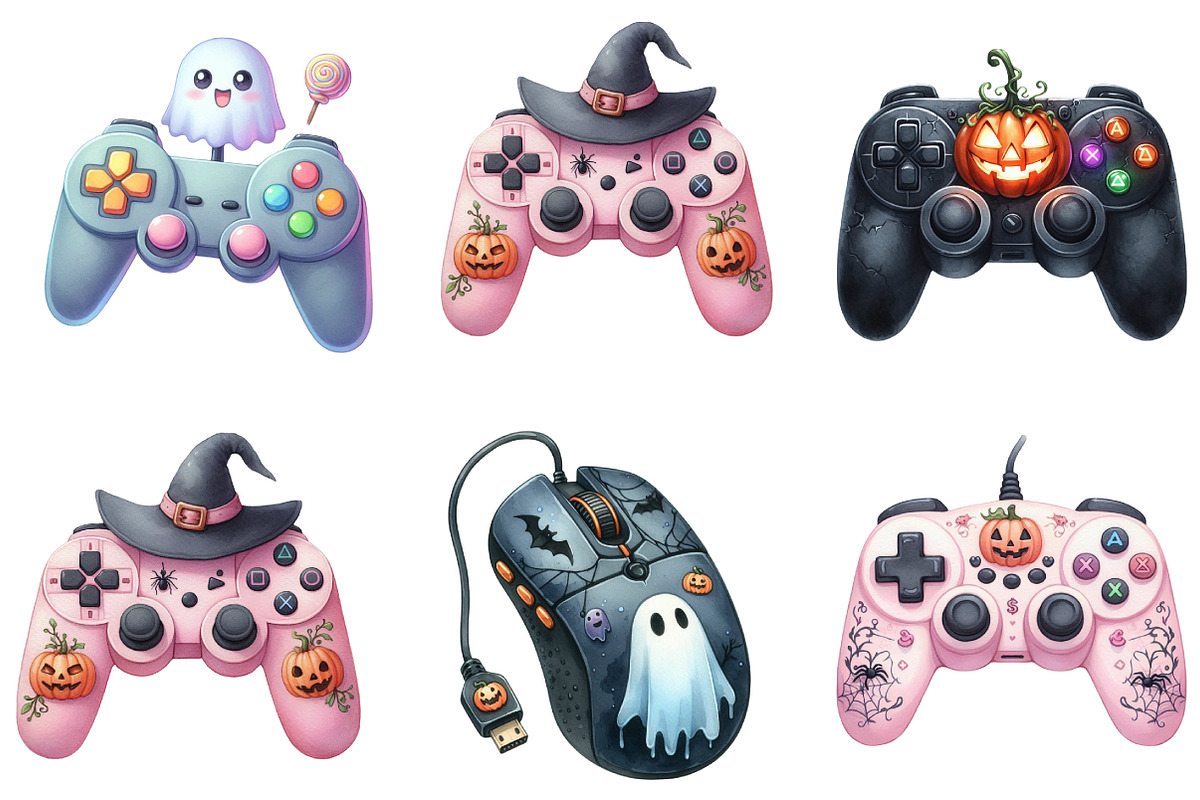 Halloween Gaming Controllers Clipart, an Illustration by DreamArtGraphic (Photo 5 of 5)