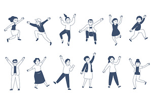 Linear happy people. Joyful, a Person Illustration by LadadikArt