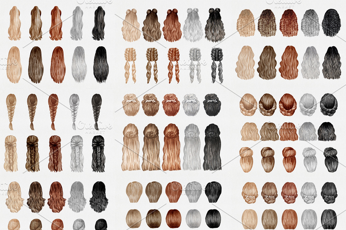 Female Hairstyles set, a Person Illustration by Colibri Watercolor (Photo 2 of 14)