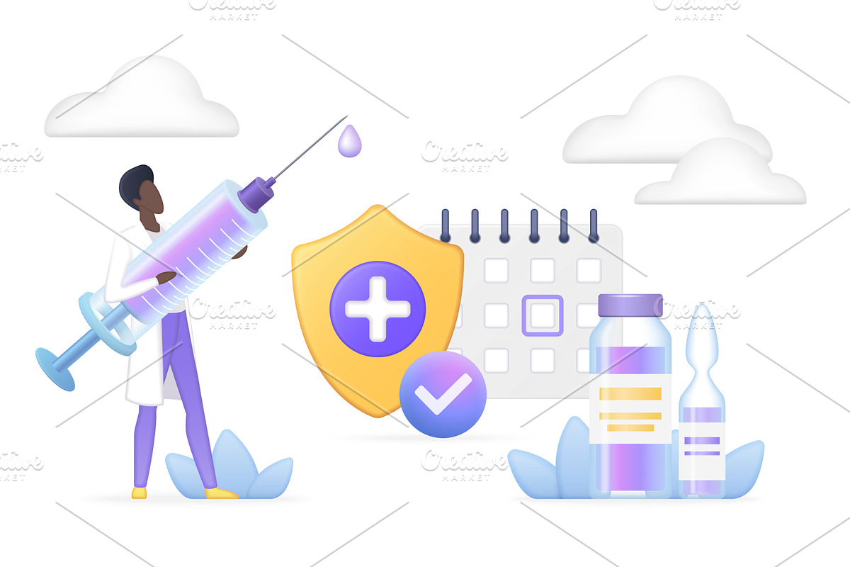 Volumetric Vaccination Concept With, an Object Illustration by Lemberg Vector