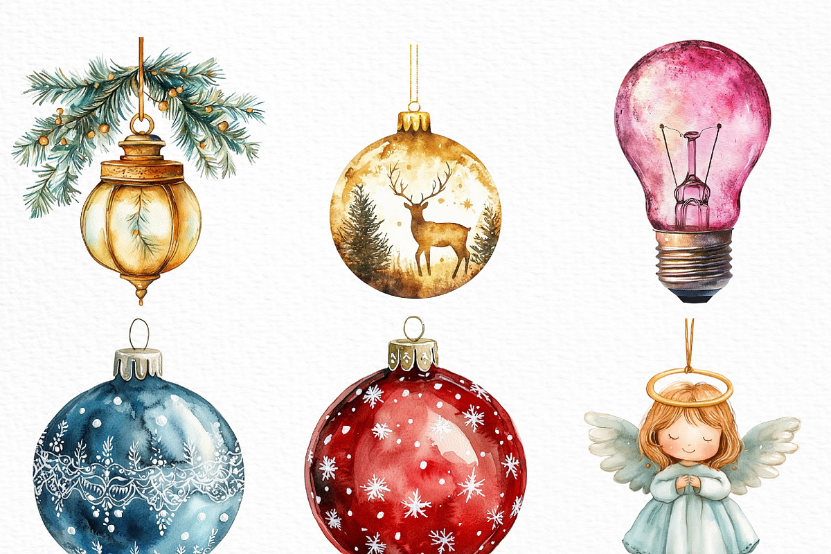 Vintage Christmas Ornaments Clipart, an Illustration by Craft Nest (Photo 4 of 6)
