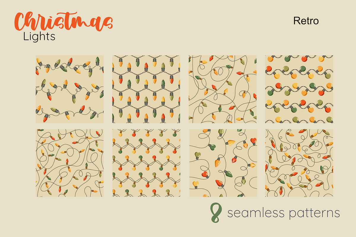 Christmas Lights Borders & Patterns, a Seasonal Illustration by moja doodle (Photo 7 of 10)