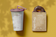 Paper Cup with Bag and Donut Mockup, a Packaging Mockup by skybluecreative (Thumbnail 2 of 2)