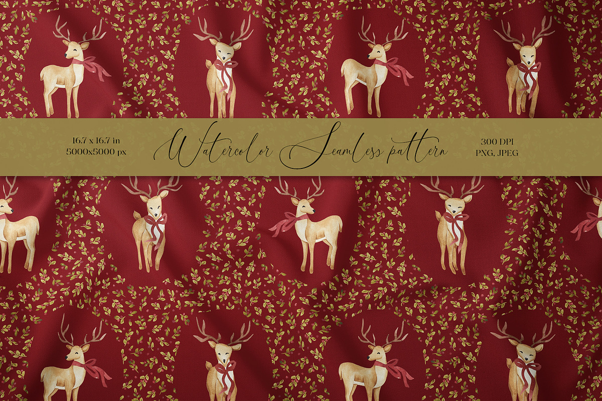 Retro Christmas deers pattern, a Pattern Graphic by SirenaArt (Photo 1 of 12)