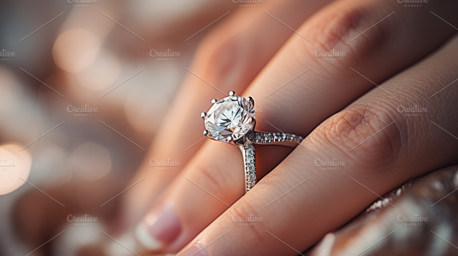 Diamond ring in the hands of a girl., a Photo by LOGOCREATIVE