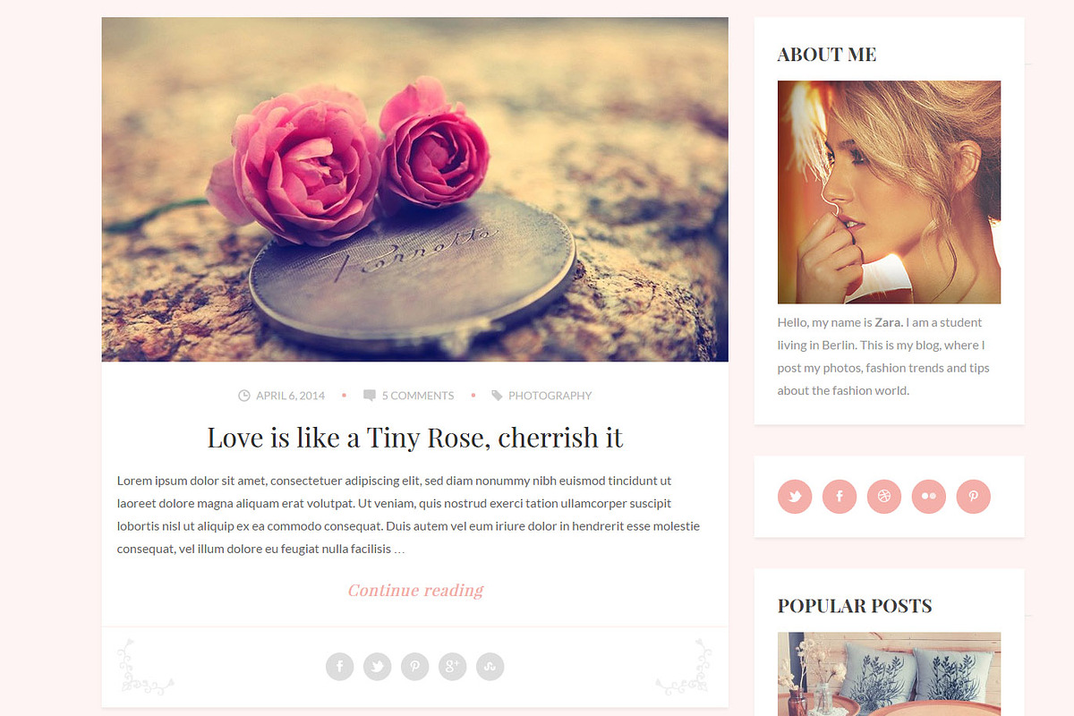 Zara - Mini Personal Wordpress Blog, a WordPress Template by PremiumCoding (Photo 2 of 3)