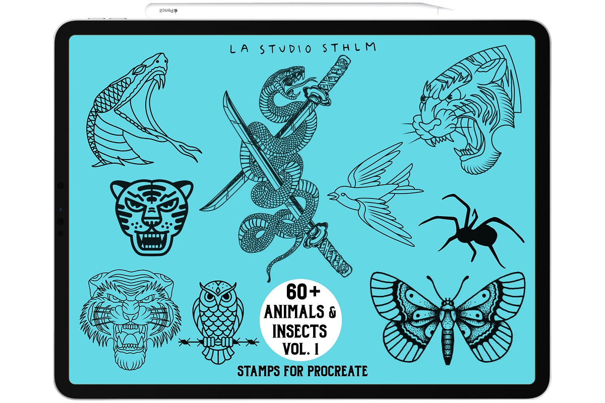 Bundle Animals & Insects -Stamp Sets, a Brush Add-On by LA Studio Sthlm (Photo 4 of 15)