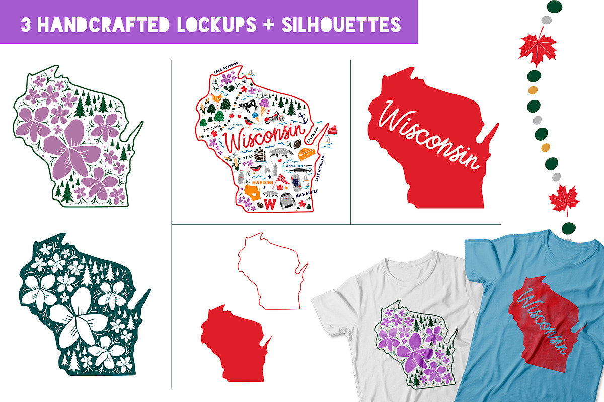 Wisconsin Illustrations Patterns Set, an Illustration by BeesDesign (Photo 4 of 7)