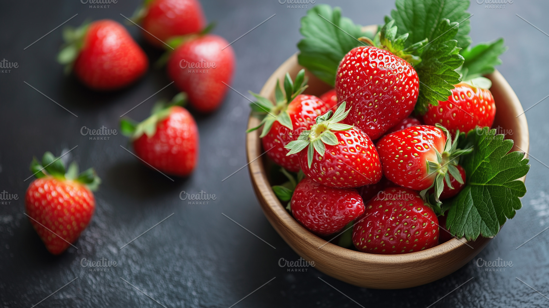 Wooden bowl filled with fresh, ripe, a Food & Drink Photo by MistyDay