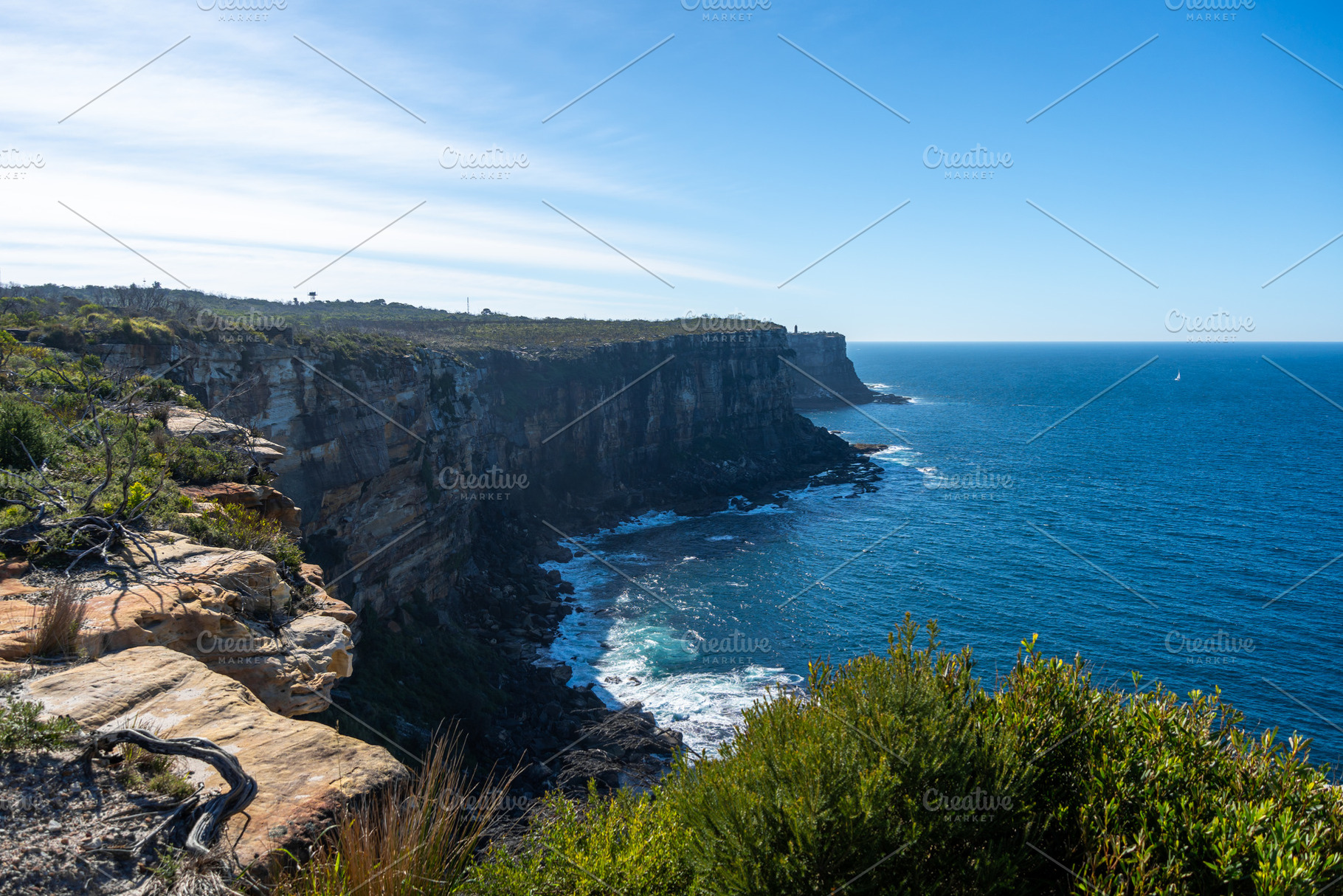 Dramatic coastal cliffs along Fairfax Walk in Manly, Sydney, Aus, a Nature Photo by GoodGoods