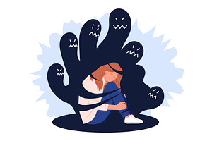Anxiety and phobia, panic and mental, a Person Illustration by Flashvector