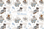 Watercolor Cute Set Blue Nursery, an Animal Illustration by ViktoriyaD (Thumbnail 8 of 8)