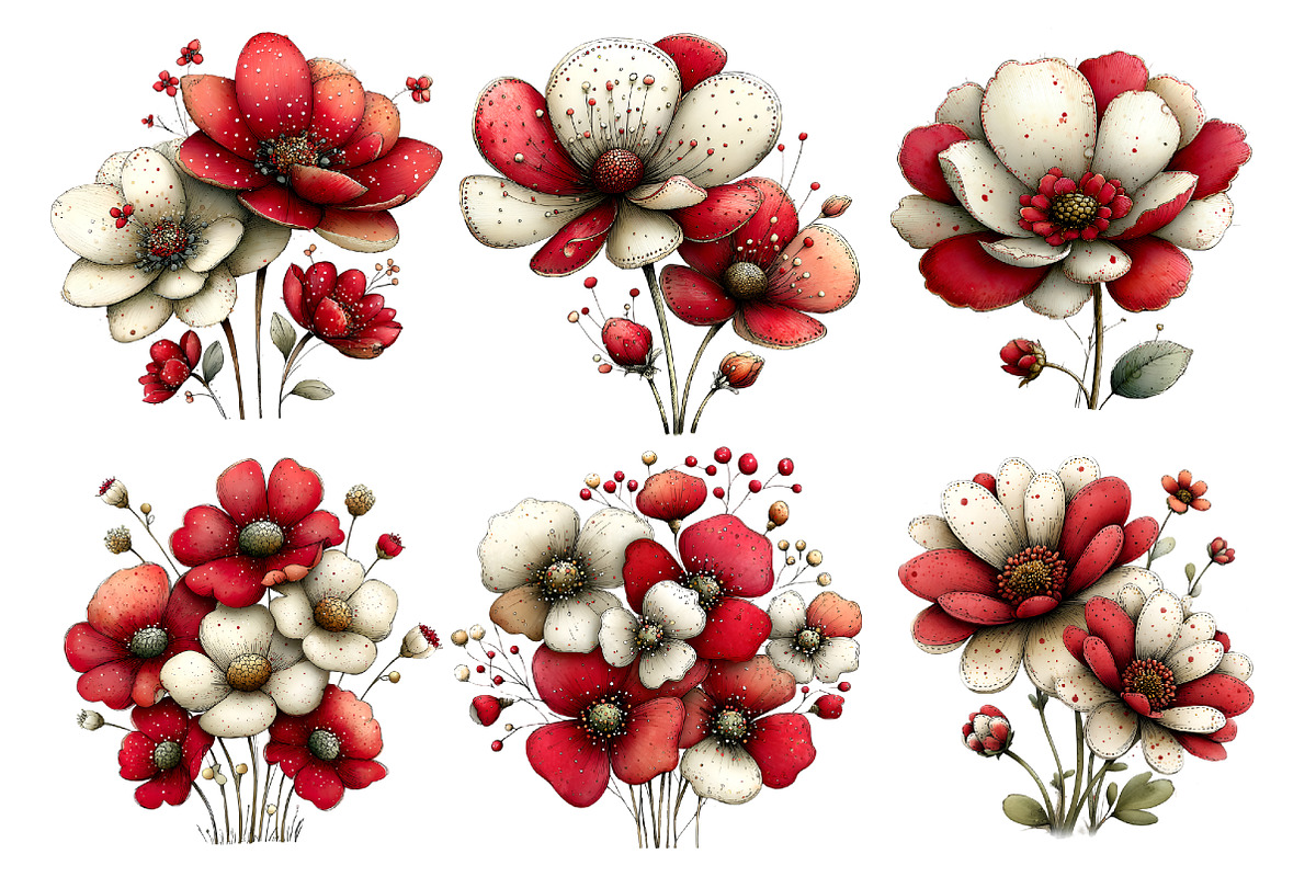 Whimsical Flowers Spring Clipart, an Illustration by GatewayDesign (Photo 2 of 5)