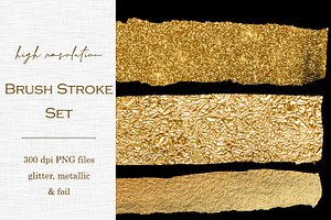 20 Gold Foil & Glitter Brush Strokes