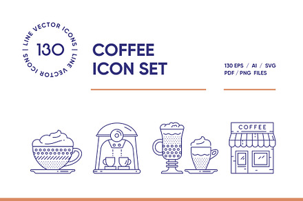Coffee House Line Icon Set, an Outline Icon by iStar Design